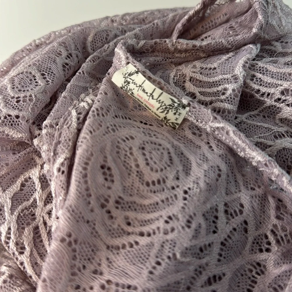 Free People Intimately in My‎ Head Sheer Lace Lilac Purple Bodysuit Size M - NEW